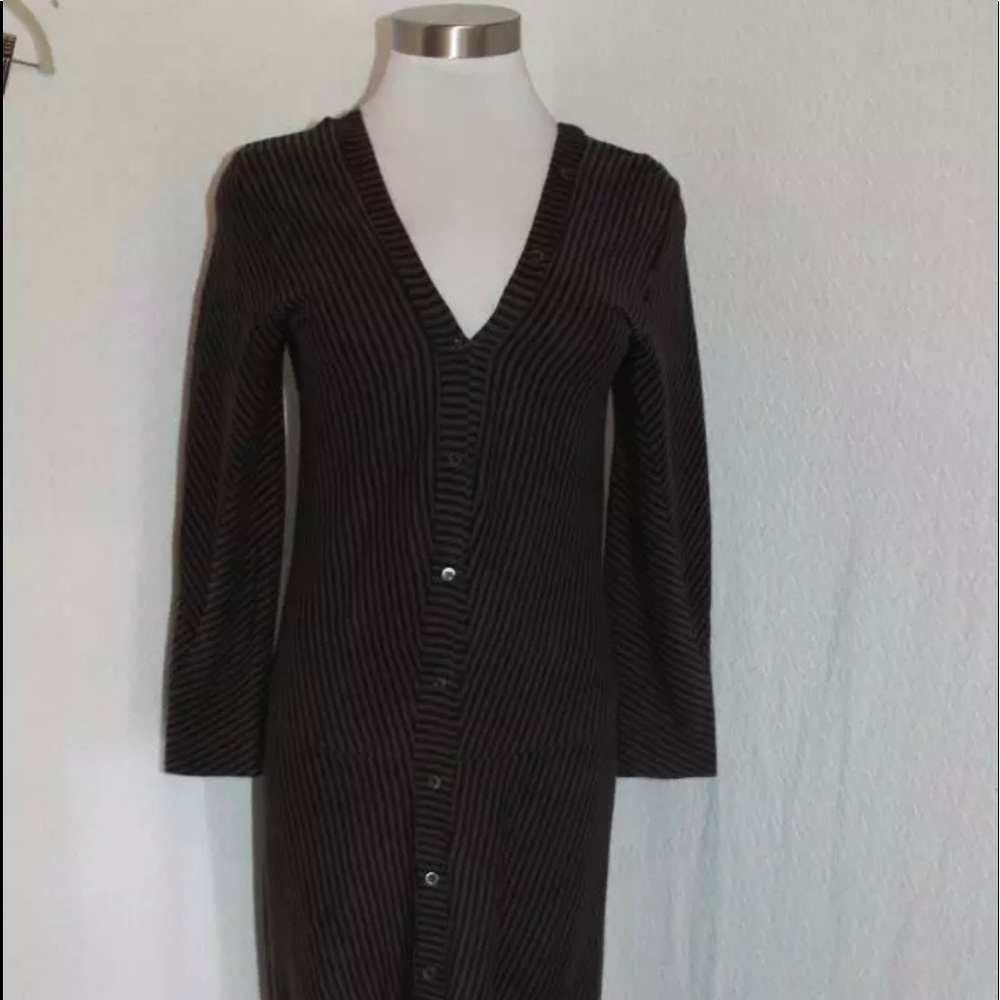 ALEXANDER McQUEEN Blk/Brn Striped Dress